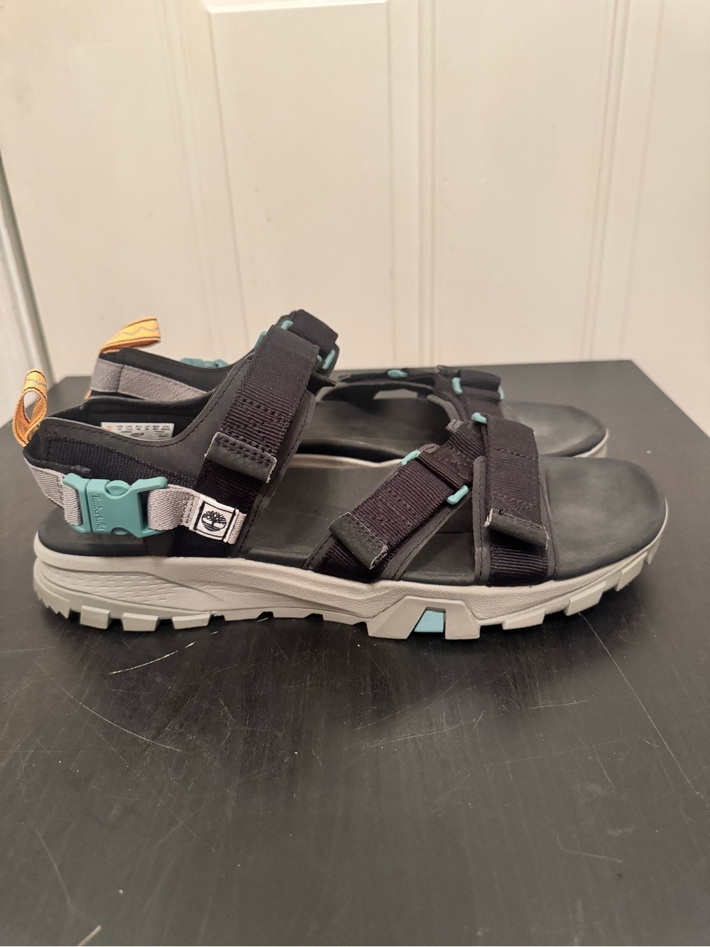 Timberland Garrison Trail Webbing Strap Sandals Black Grey Teal Mens 12